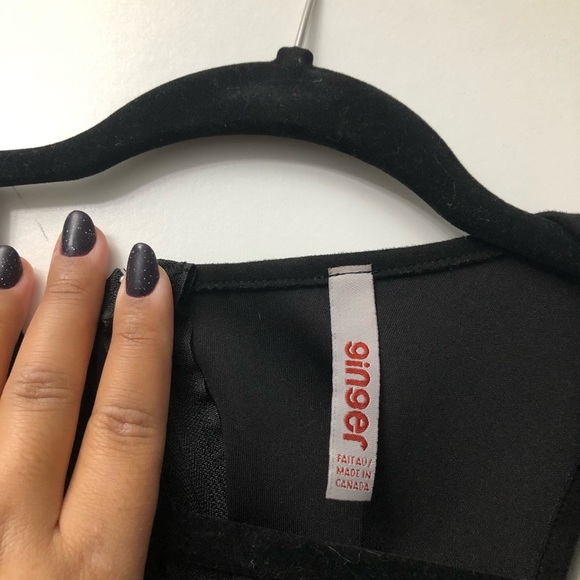 GINGER Black Structered Glam V Neck Adjustable Suede Tank-top Cropped Shirt Top - Picture 15 of 16